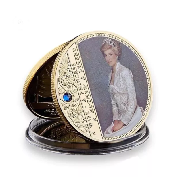 Portrait Of Princess Diana Gold Plated Commemorative Coin - Princes Of Wales