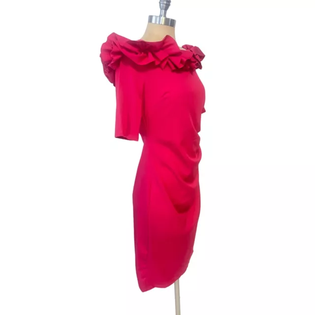 Marina Ruffle Off shoulder Dress Fuschia NWT New 8 2