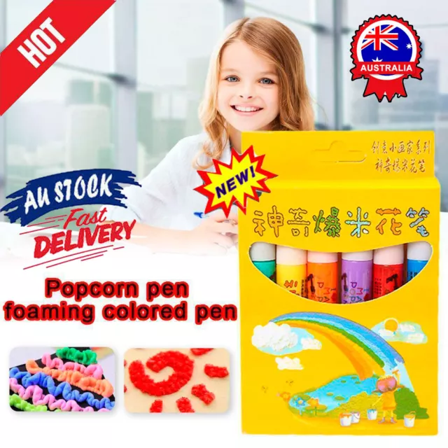 Ink Puffs Up 3D Art Pens 6pcs Like Popcorn DIY Kids Gifts Handmade