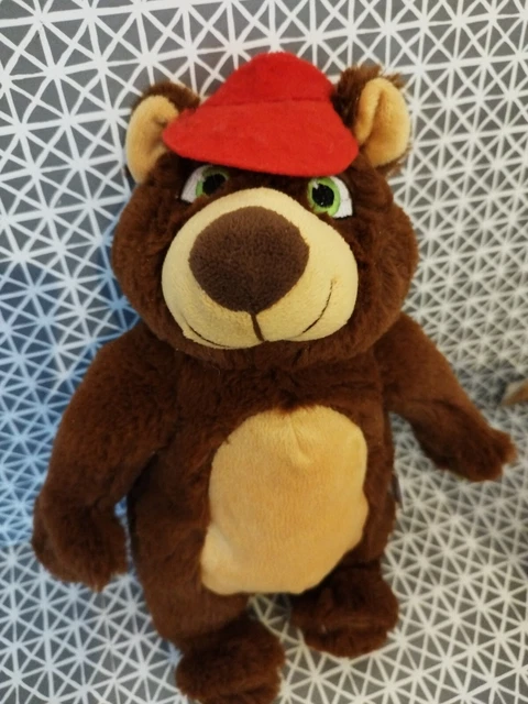 Peluche doudou ours  marron beige  casquette rouge Buffalo Grill 30 cm