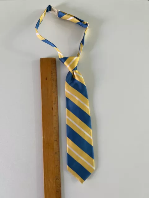 EUC boys 24m - 4T Place tie click pre-tied striped yellow blue adjustable