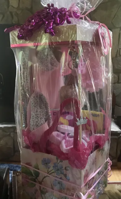 Baby Girl Custom Gift Box Basket Will personalize Gift Tag For You. Baby Shower
