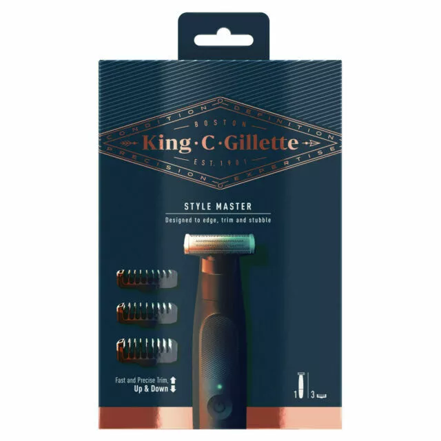 Gillette King C. Style Master Tondeuse sans Fil avec 3 Sabots - Noire