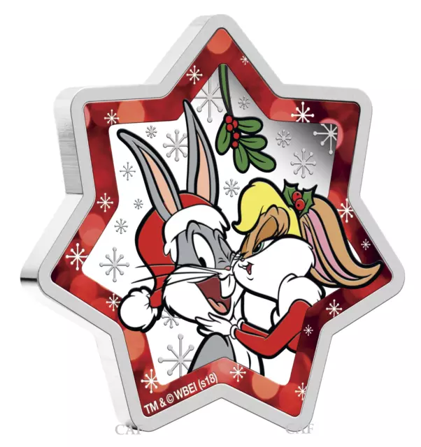 2018 Christmas Tree LOONEY TUNES 1oz Star Shaped Silver Proof $1 Coin Australia