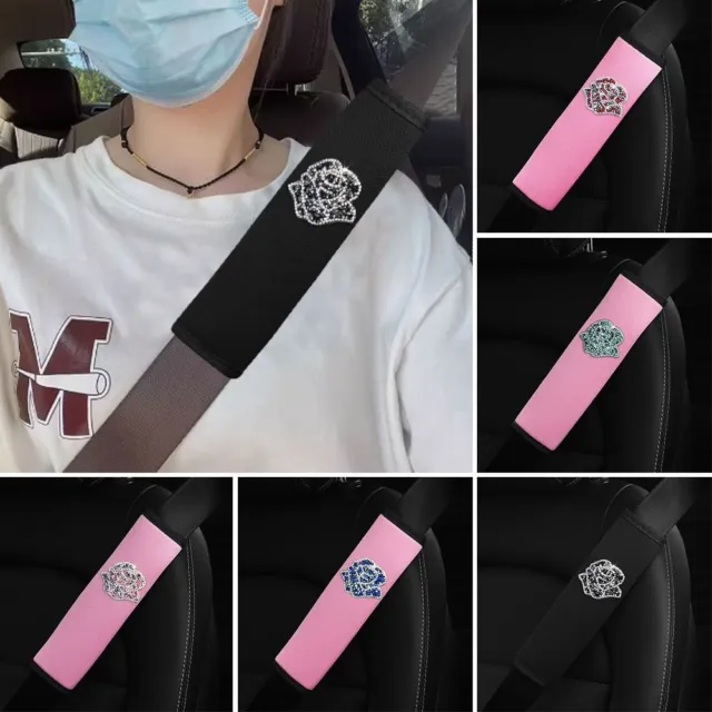 Adjustable Car Seat Belt Cover Diamond Rose Shoulder Guard