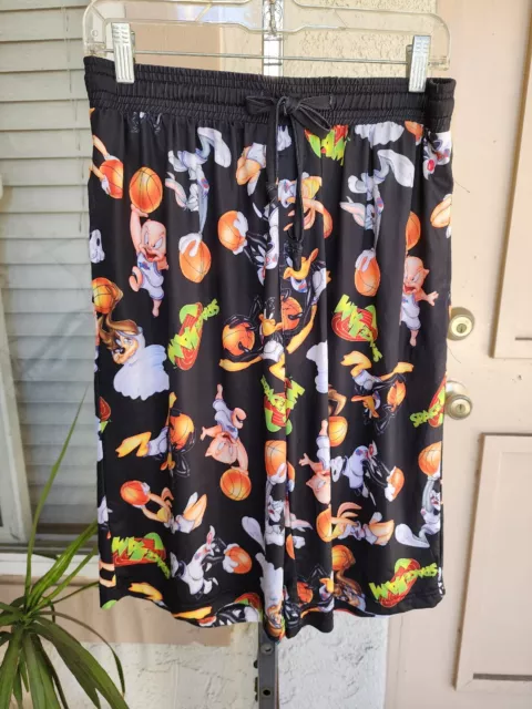 XL ( 30-32 waist ) men SPACE JAM sleep lounge Shorts Looney Tunes basketball