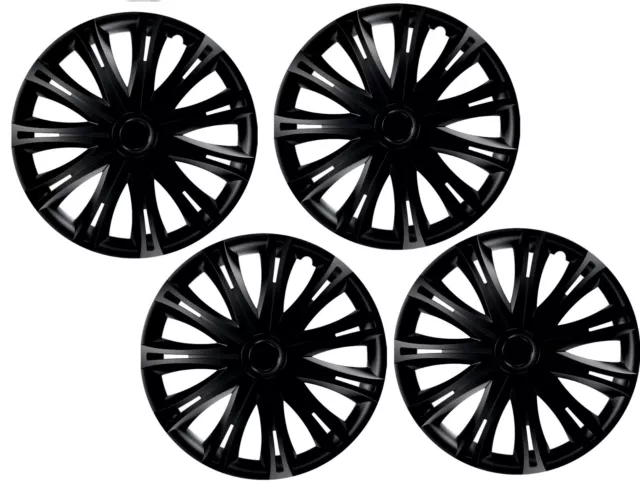 Wheel Trims 13" Hub Caps Spark Plastic Covers Set of 4 Black inset specific