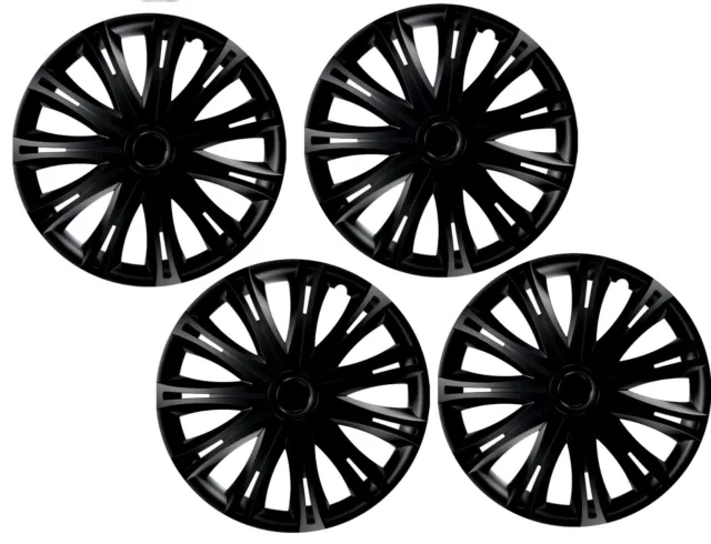 Wheel Trims 14" Hub Caps Spark Plastic Covers Set of 4 Black inset specific