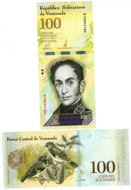 VENEZUELA Billet 100000 BOLIVARES 2017 OISEAUX  NOUVEAU NEW UNC NEUF