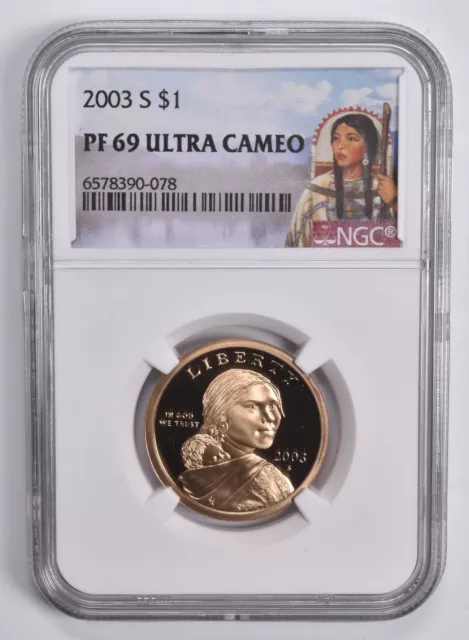 2003-S PF69 UCam Sacagawea Dollar NGC Special Lbl *0811