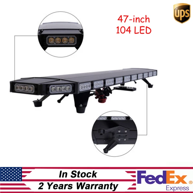 47-inch 104LED Strobe Flashing Light Emergency Beacon Warn Tow Truck Amber White