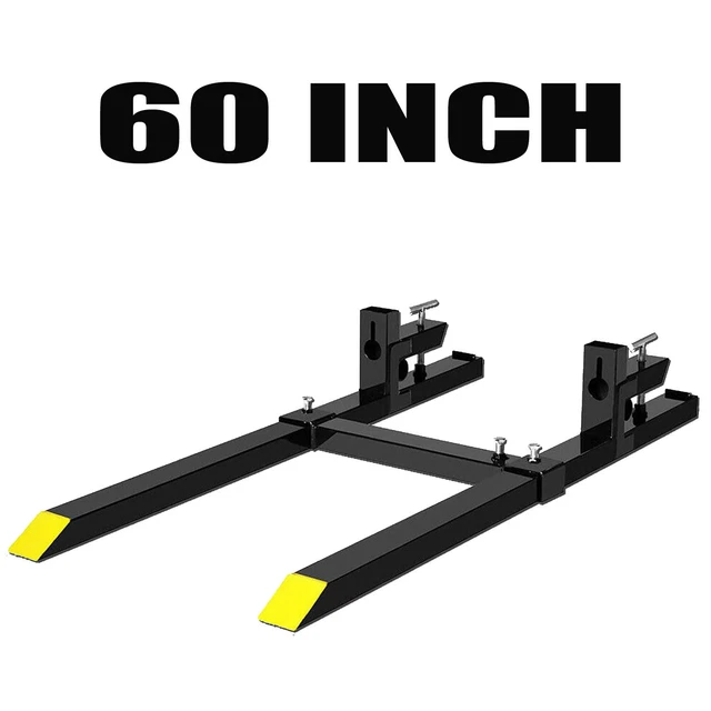 60" 4000 lbs Clamp on Pallet Forks w/Stabilizer Bar Skid Steer Loader Bucket