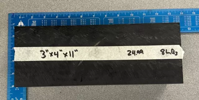3" Thick DELRIN / ACETAL BLACK FLAT SHEET STOCK 3.00" x 4.00" x 11.00"