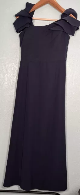 Armani Collezioni Dress Womens 8 Blue Long Maxi Ruffle Sleeves Formal Polyester