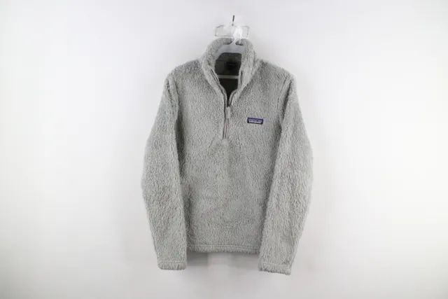 Patagonia Womens Small Spell Out Los Gatos 1/4 Zip Fleece Pullover Sweater Gray