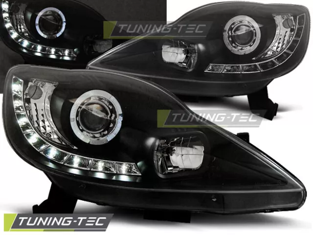 LED Angel Eyes Scheinwerfer für Peugeot 107 05-11 schwarz