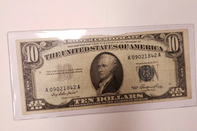 Series 1953 Ten Dollar Silver Certificate 842 A 3