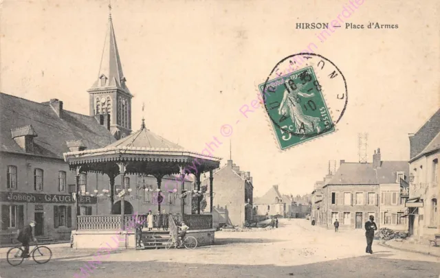 CPA 02500 Hirson Place D Armes Hotel De La Post Joseph Gauguer Kiosk ca1910