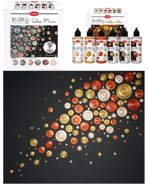 Blob Paint Glitter Metallic Set (55,33€/L) 6x90 ml Acrylfarbe Viva Decor