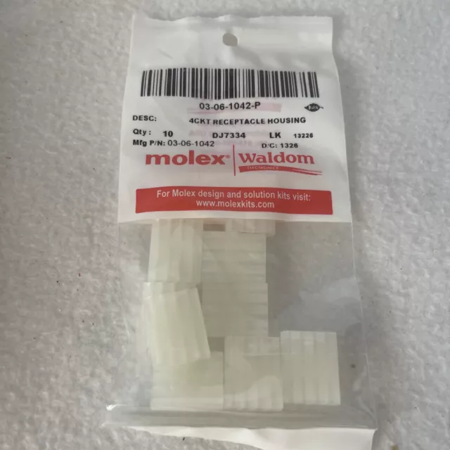 MOLEX 03-06-1042 | CONNECTOR PIN & SOCKET 4 POS RECEPTACLE HSG .062 Pkg.10