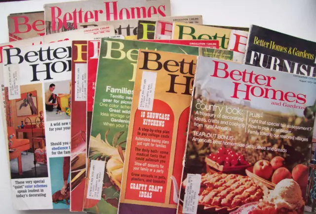 Lot of 16 Better Homes and Gardens, Home Furnishings Ideas magazines,  60's