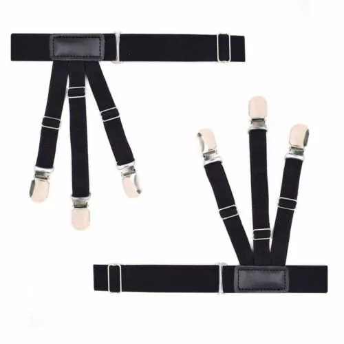 1 Pair Black Male Shirt Garters Stays For Men And Women Adjustable Elastic New