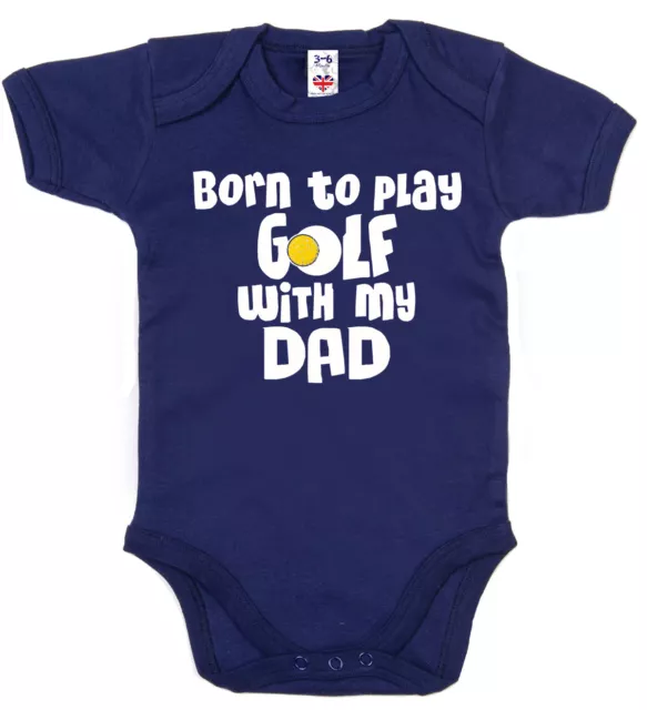 Baby Golf Bodysuit "Born to Play Golf with my Dad" Baby grow Vest Gift Clothes