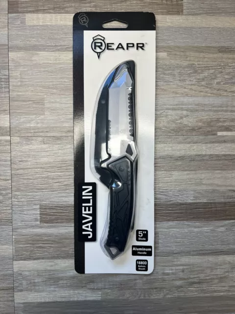 New Black REAPR 11011 Javelin Fixed Tanto Serrated Blade Knife w/ Sheath
