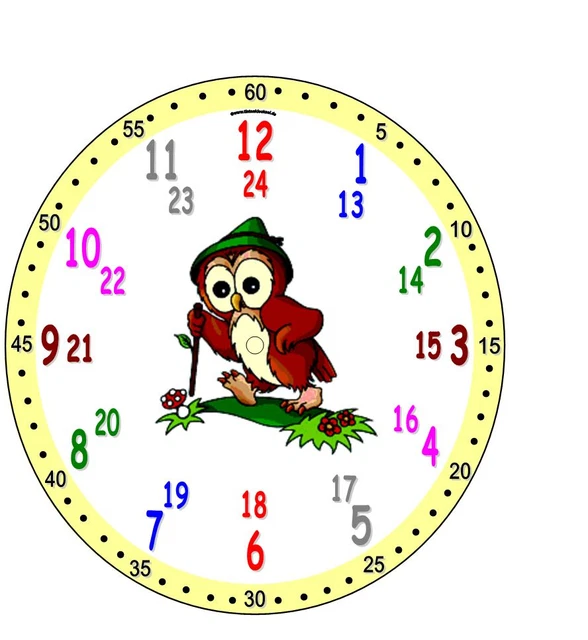 Kinderzimmeruhr Wanduhr Motiv Eule mit Stock Kinderlernuhr Kinder Lernuhr