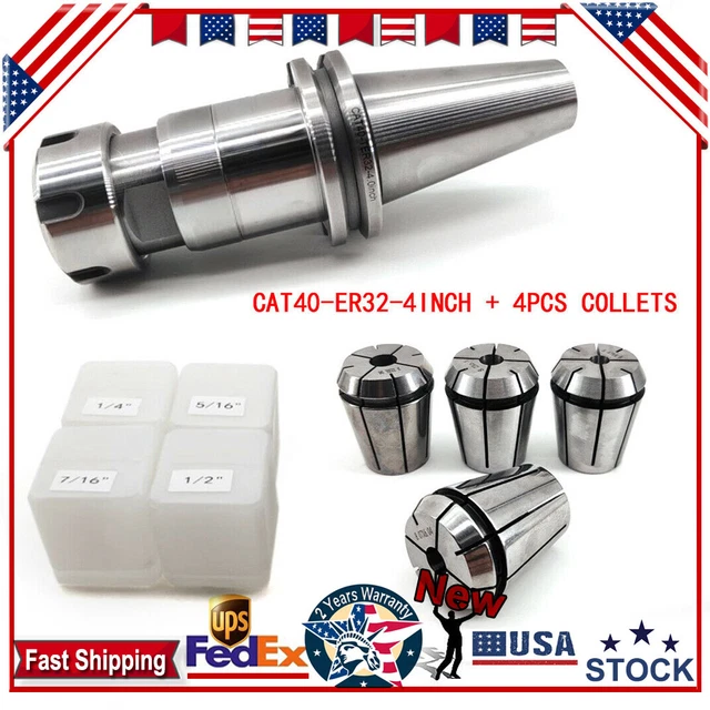 CAT40 ER32 Floating Tap/Tapping Holder + 4PCS ER32 Tap Collets For CNC Machine