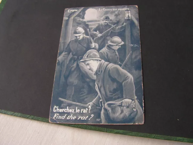 carte postal   militaire  soldats 1914  1918   cherchez le rat