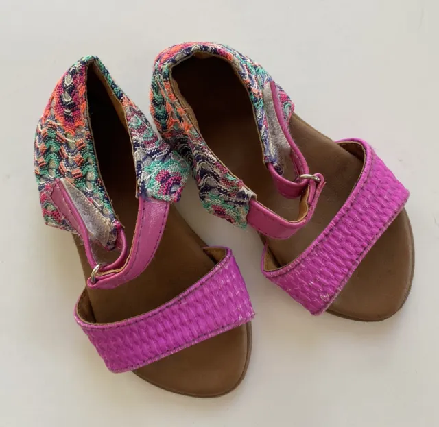 Mimpi Mantis kids girls size 22 purple pink woven sandals Summer, VGUC