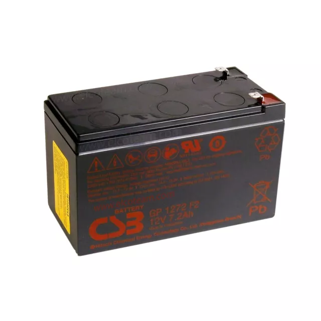 CSB GP1272 F2 GP1272F2 Batterie Scelle au Plomb 12V 7,2Ah Faston 6,3 MM