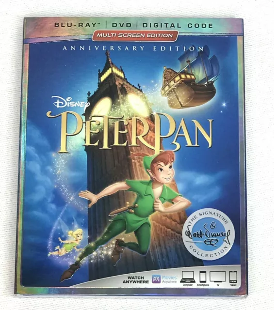 New Disney Peter Pan Anniversary Edition Blu-Ray DVD Animated Sealed Signature