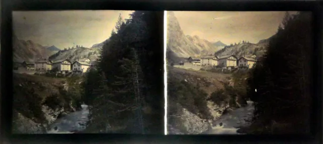 Le Fornet.Sources de L'Isère.Montagne.3 Autochrome Stereo Light.6x13+Boit.1921