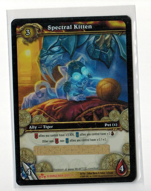 WOW WORLD OF WARCRAFT TCG SPECTRAL KITTEN Tiger Cub Pet LOOT CARD UNSCRATCHED