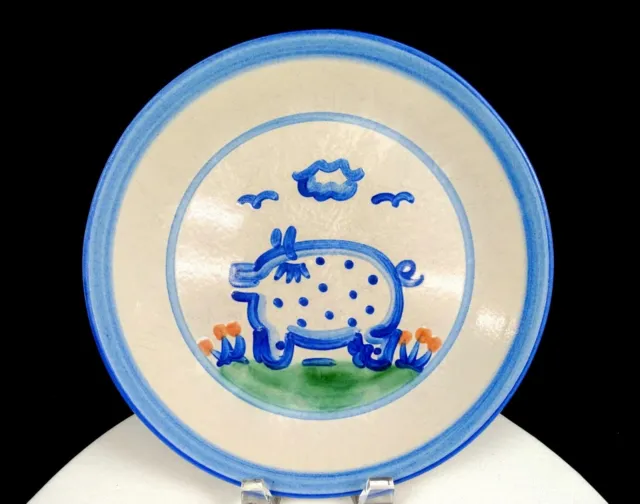 M.A. Hadley Signed Art Pottery Country Scene Blue Pig 11" Dinner Plate 1940-1922