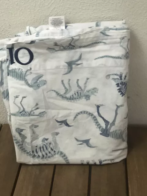 Pottery Barn Kids Dinosaur Full Flat Sheet Organic Cotton Dino Bones 1pc EUC