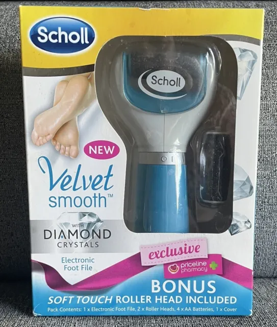 Scholl Velvet Smooth Electronic Foot File With Diamond Crystals Extra Rollerhead