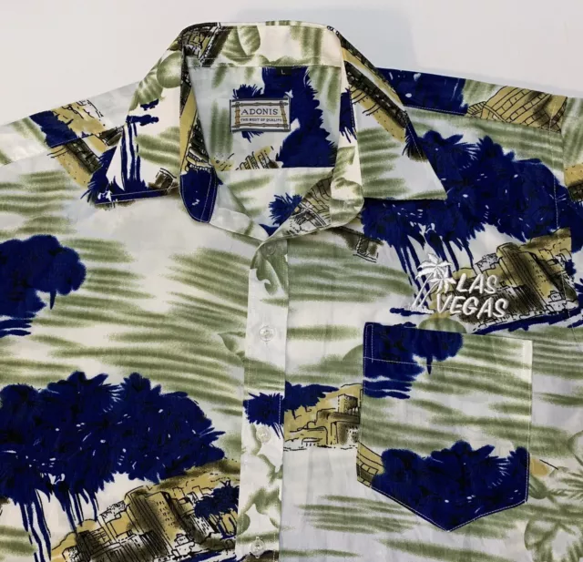 RARE Adonis Las Vegas Hotels Camp Shirt Hawaiian Aloha Mens Sz L Chest 47” EUC