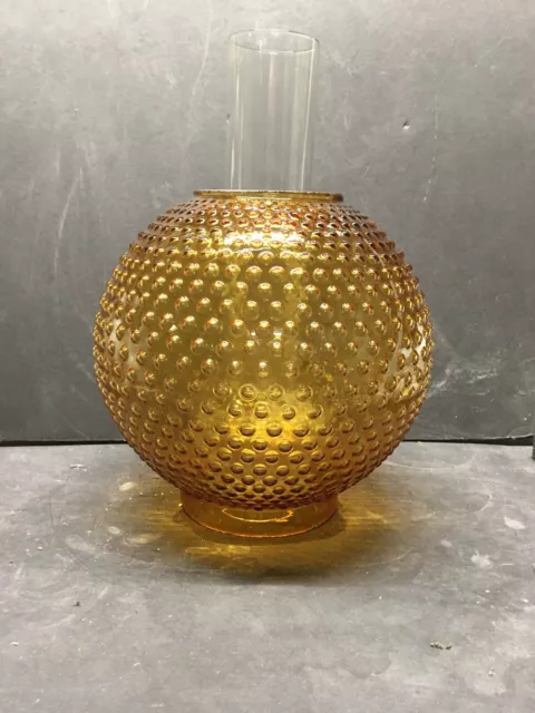 Vintage Amber Hobnail Open GWTW Glass Lamp Shade