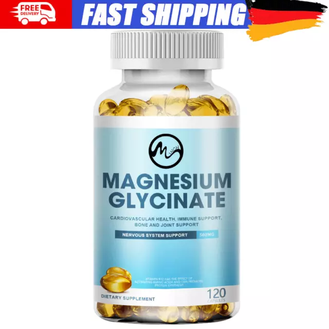 500MG Magnesium Glycinat Hohe Absorption,Stress,Verbesserter Schlaf & Angstabbau
