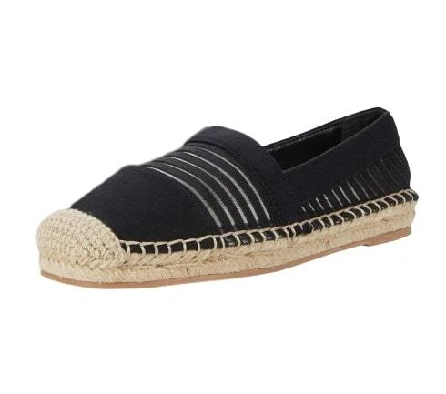 Steven By Steve Madden Haleen Espadrille Slip-On Loafer Shoe Black Mesh