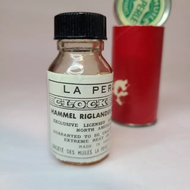 Vintage Made In France Huile La Perle Clock Oil 3/4 Full Bottle Hammel Riglander 2