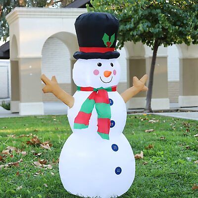 4 FT Christmas Inflatable Outdoor Snowman with Top Hat Blow up Yard Decoration