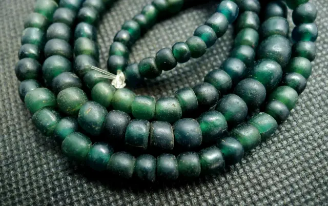 61cm Perle Verre Collier Ancien Bijou Antique Burmese Glass Trade Beads Necklace