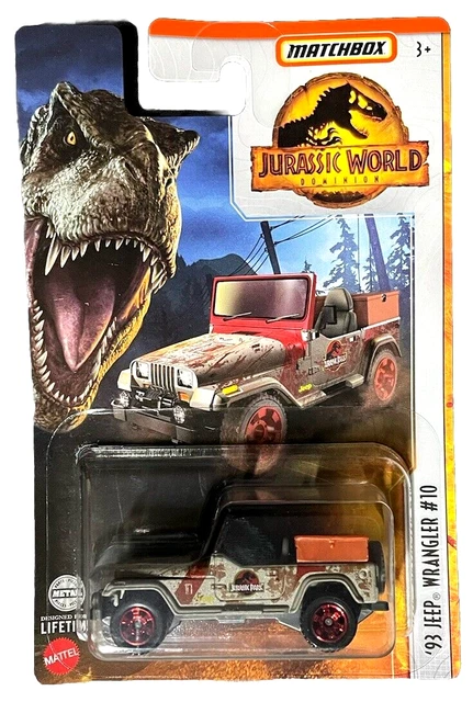 Voiture Miniature Matchbox Jeep Wrangler Jurassic Park World - Modèle 1:64, édition 1993, Neuve Sous Blister