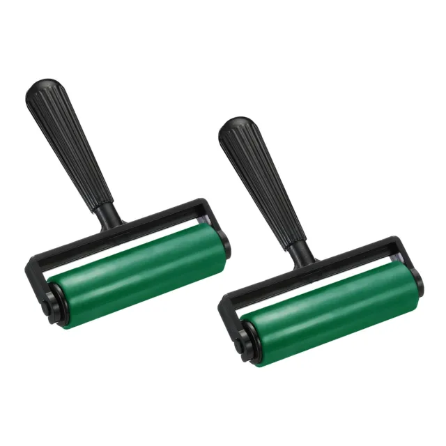 2Pcs 4.5 Inch Rubber Roller Brayer Tools for Art Craft Printmaking, Green