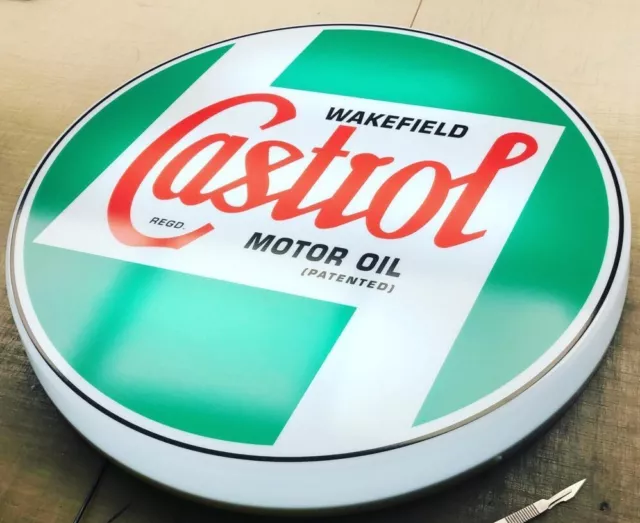 CASTROL MOTOR OIL illuminated wall sign led light box petrol gas man cave home