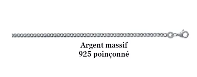 Chaine fine moyenne 2.5mm en argent massif 925 largeur 45 cm 50cm 55 60 70cm 2